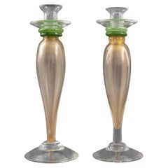 Kerzenständer aus italienischem Muranoglas, Paar