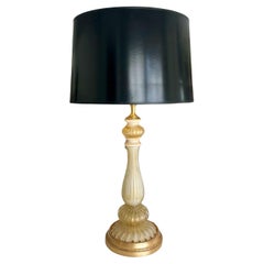Murano Italian Glass Cream & Gold Table Lamp