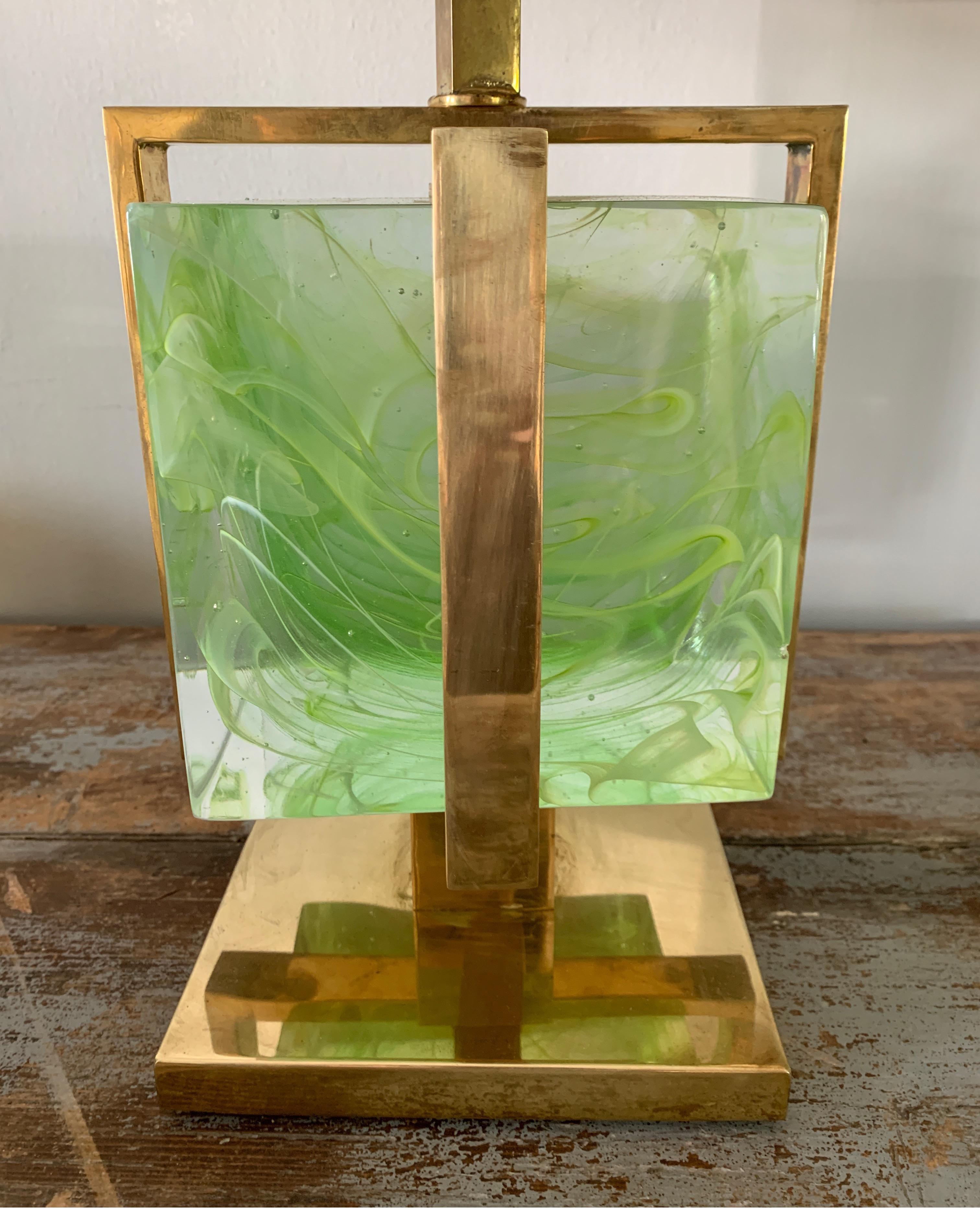 Murano Italian Green Apple Glass Block Murano Italian Green Apple Glass Block