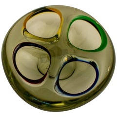 Murano Italian Green Glass Ashtray