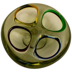 Posacenere in vetro verde italiano di Murano