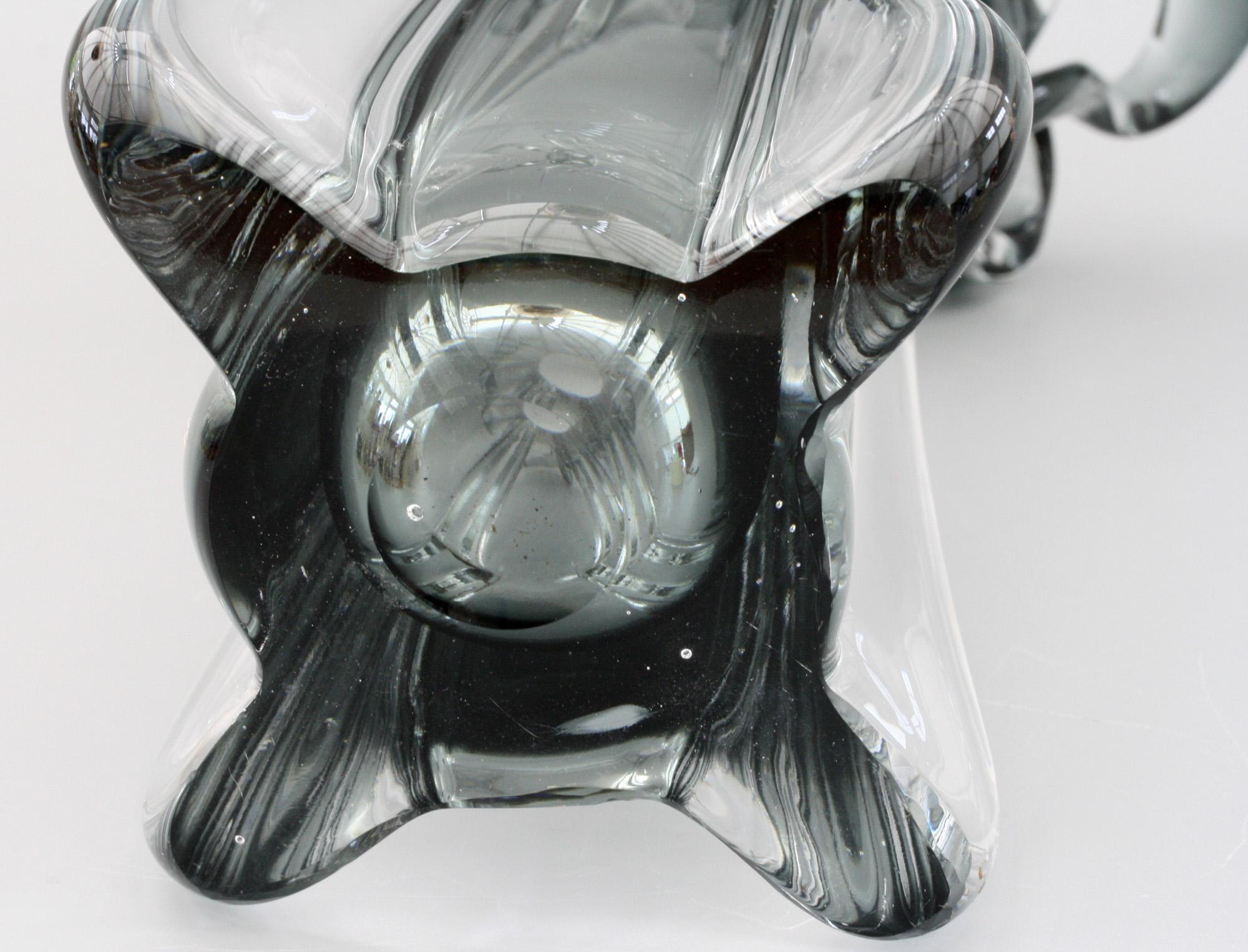 Murano Italian Grey Cased Sculptural Art Glass Vase Midcentury 6