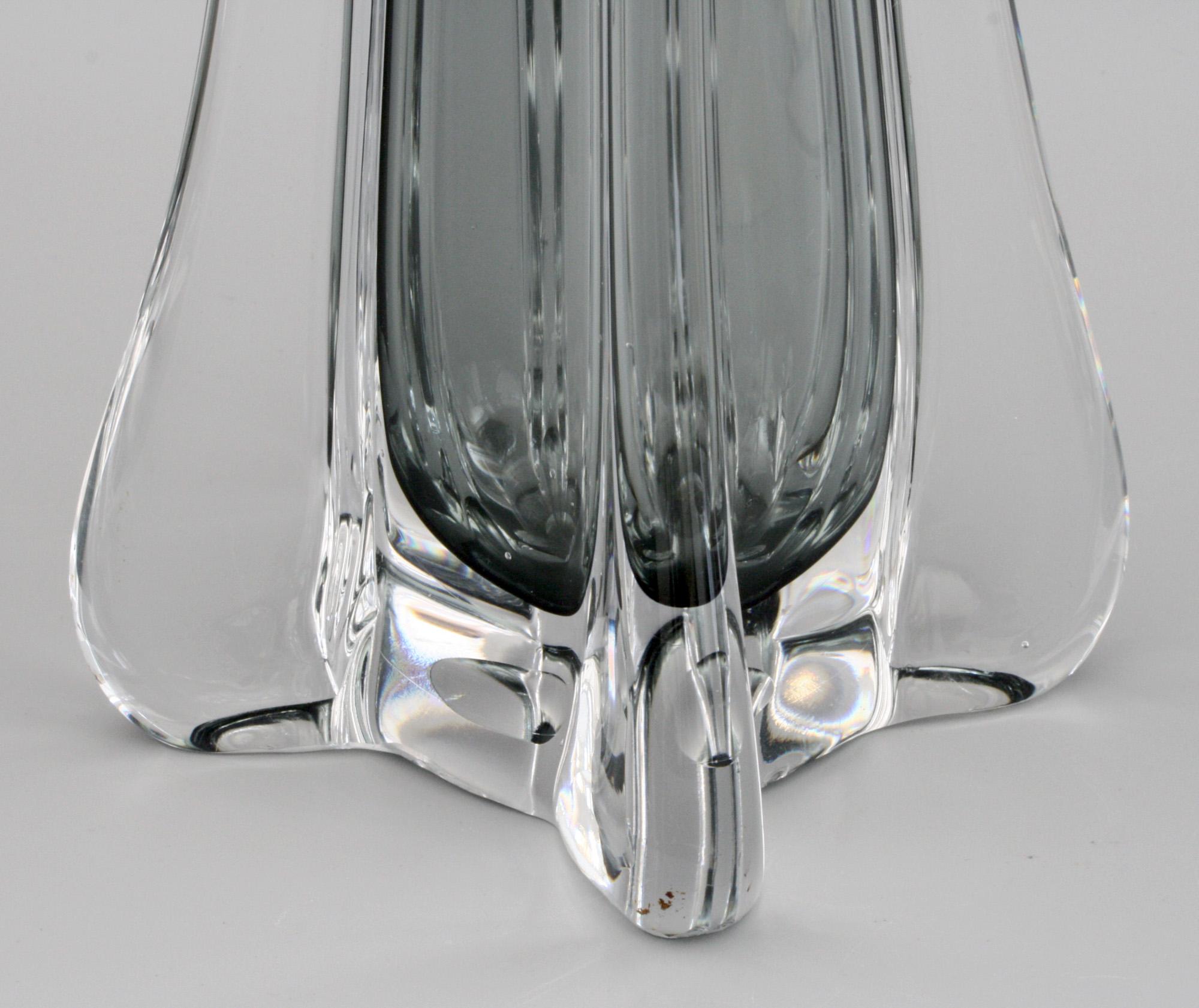 20th Century Murano Italian Grey Cased Sculptural Art Glass Vase Midcentury