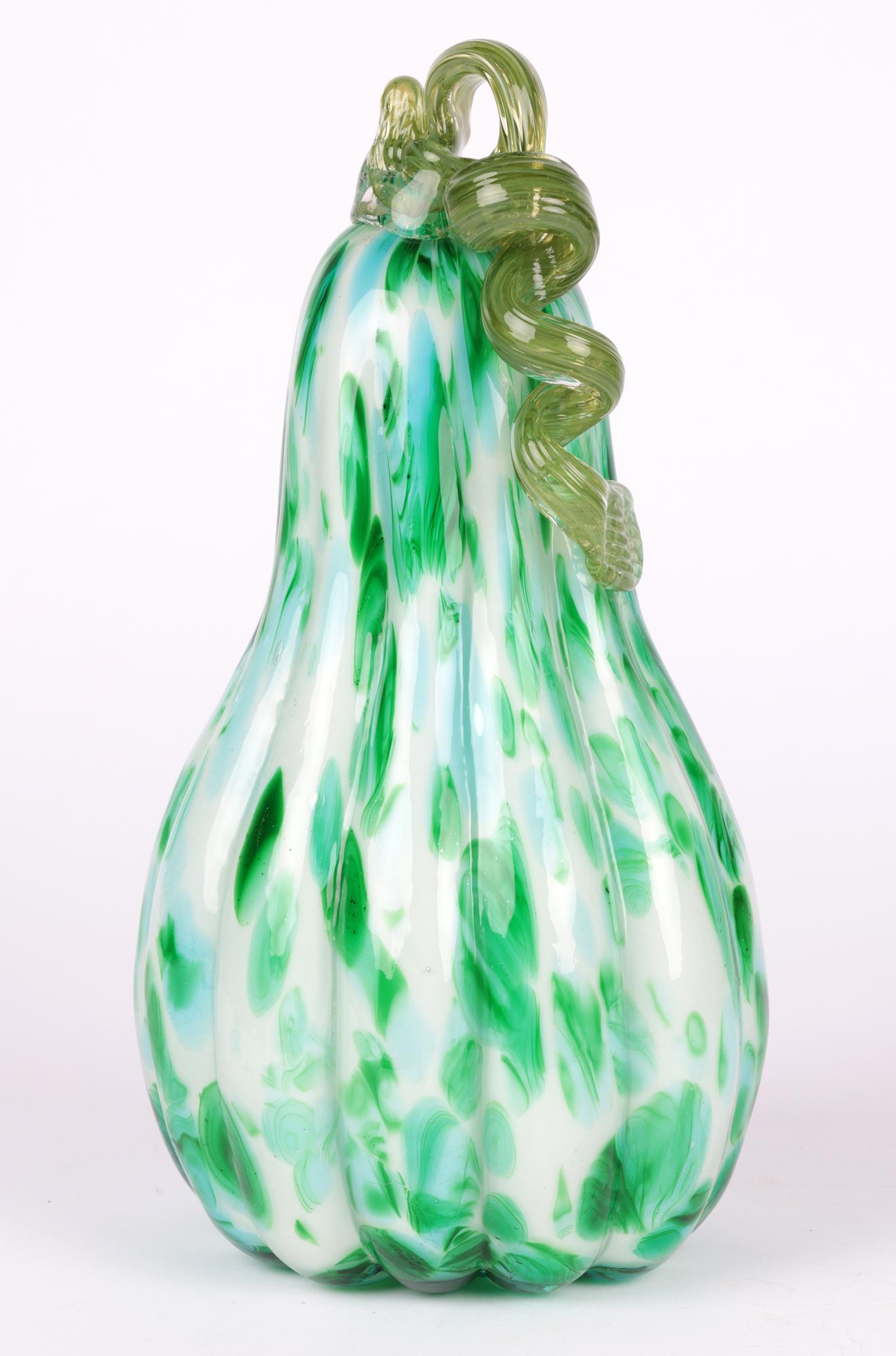 Murano Italian Hand-Blown Large Green Art Glass Gourd For Sale 6