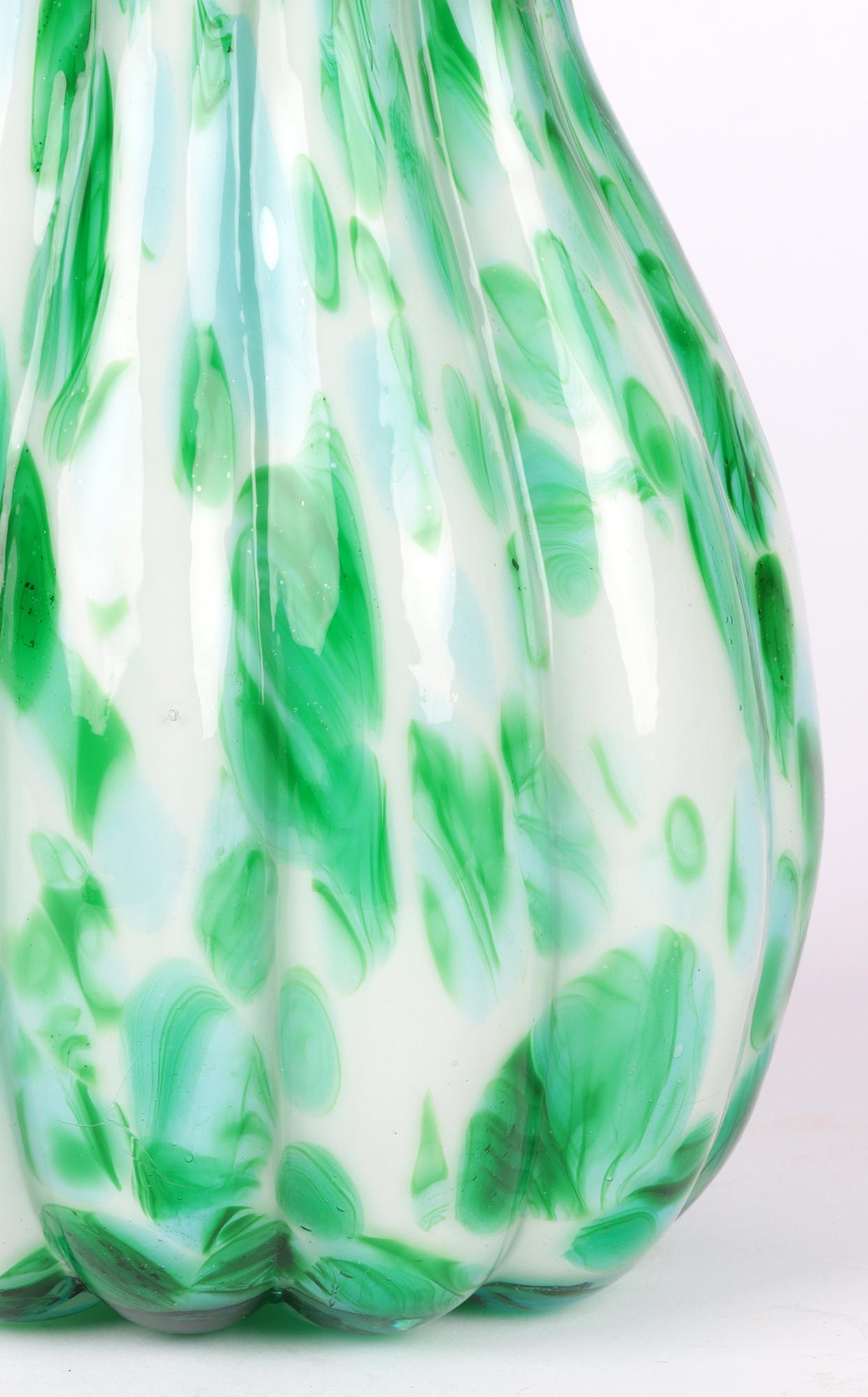 Murano Italian Hand-Blown Large Green Art Glass Gourd For Sale 7
