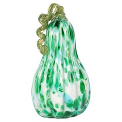 Murano Italian Hand-Blown Large Green Art Glass Gourd