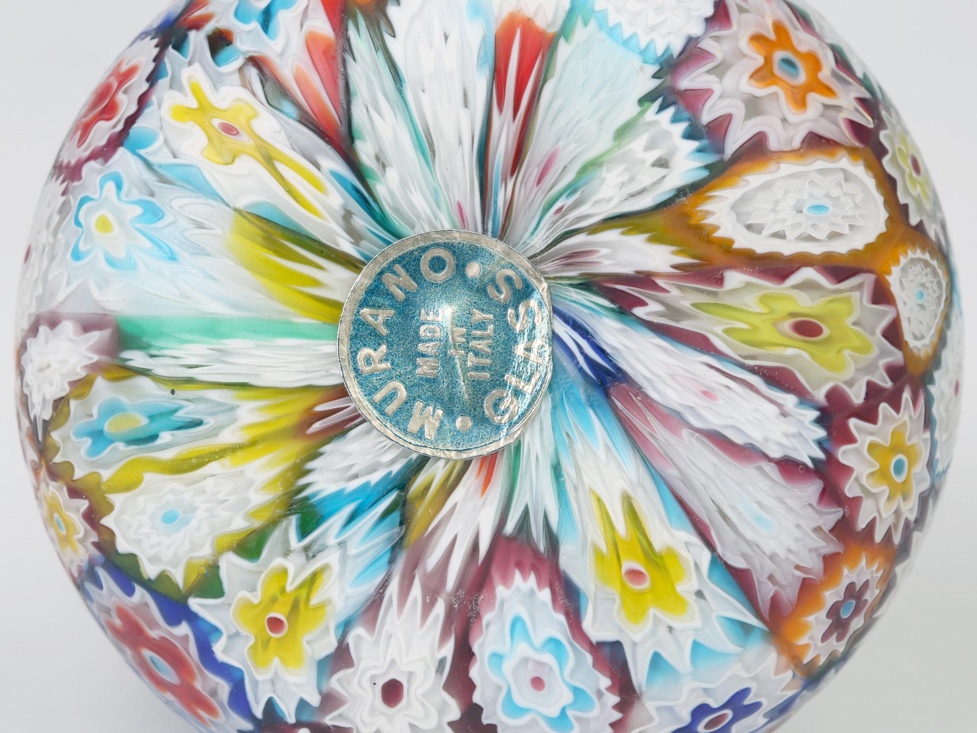 millefiori glass vase