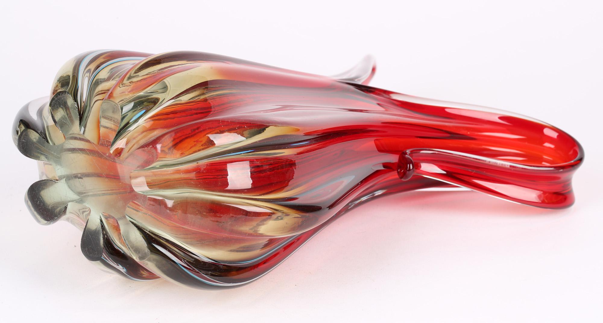 Ercole Barovier & Toso Murano Red Art Glass Pitcher Vase In Good Condition For Sale In Bishop's Stortford, Hertfordshire