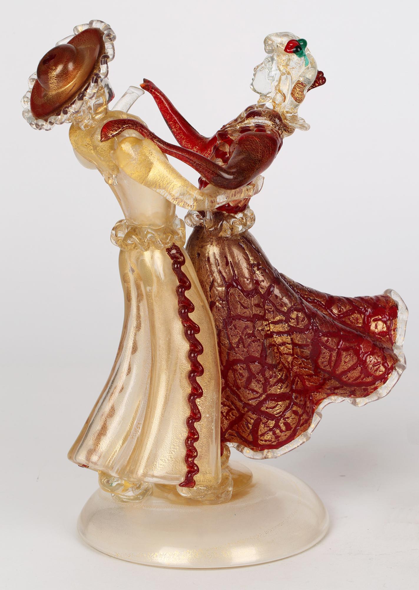 20th Century Murano Italian Mid-Century Unusual and Scarce Pair Glass Dancing Couples For Sale