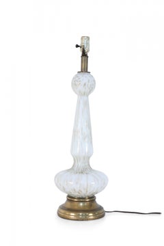 Murano Italian Mid-Century Venetian Style White and Gold Glass Table Lamp