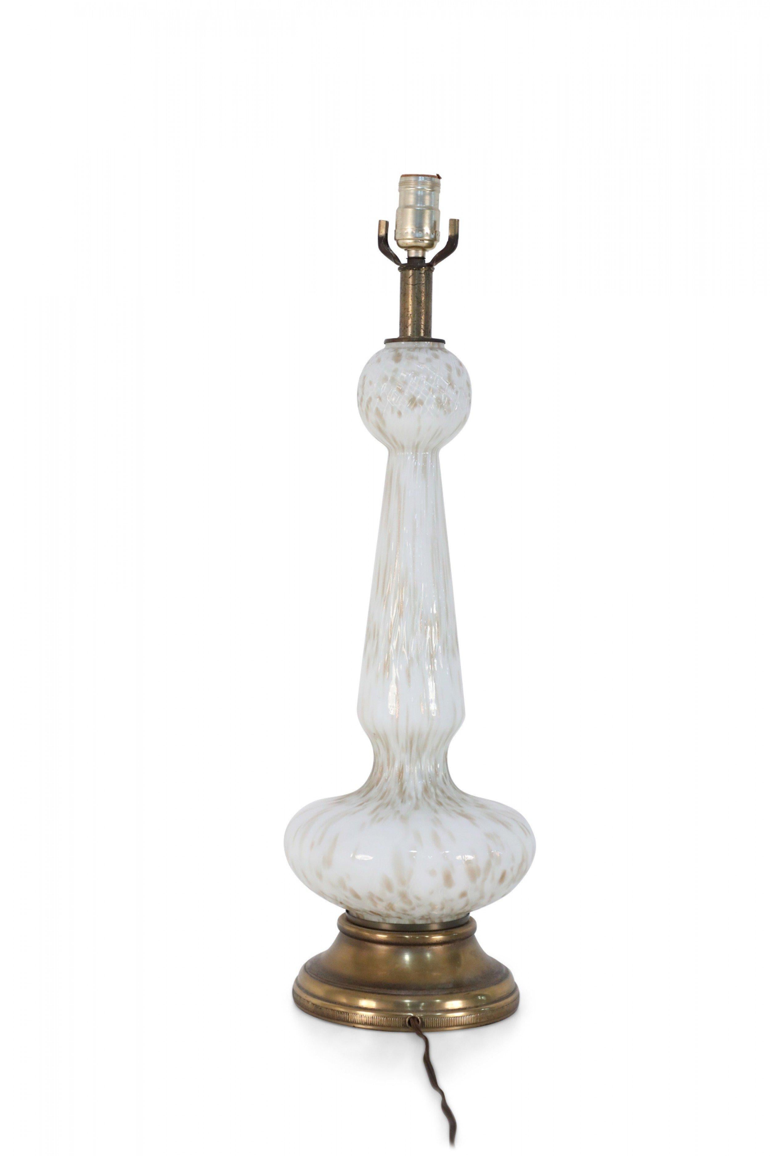 20th Century Murano Italian Mid-Century Venetian Style White and Gold Glass Table Lamp For Sale