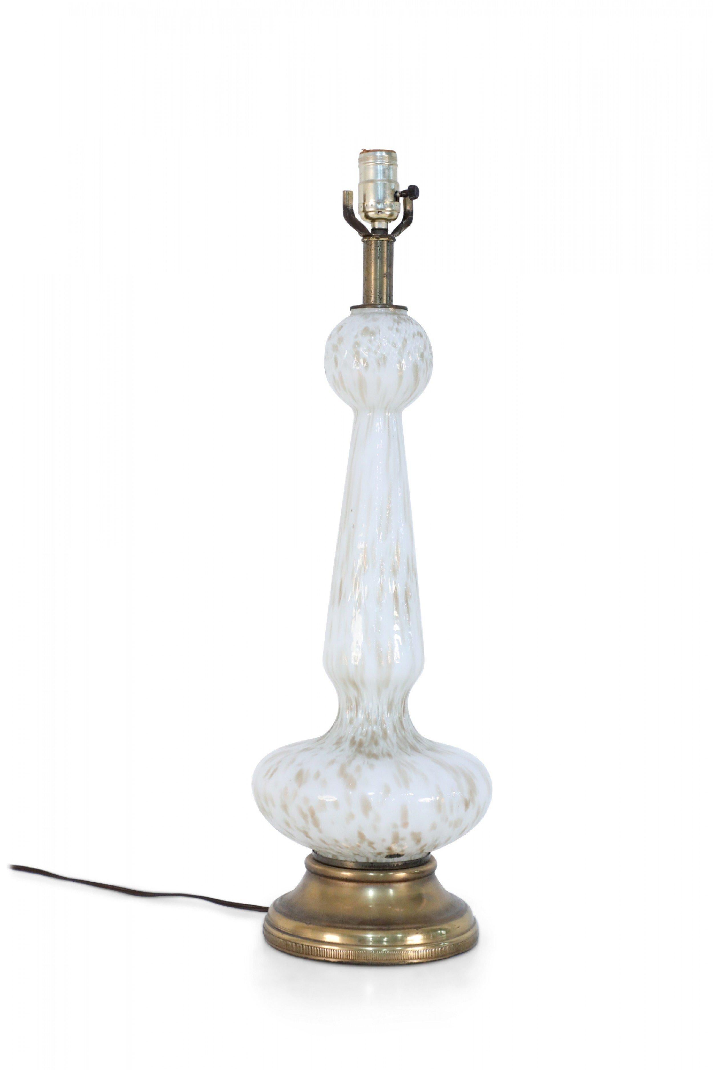 Murano Italian Mid-Century Venetian Style White and Gold Glass Table Lamp For Sale 1