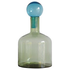 Vase bouteille moderne italien en verre soufflé de Murano vert clair, années 2000