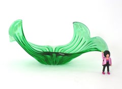Murano Italian Modernist Green Glass Centerpiece Vase, 1960