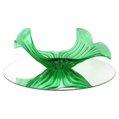 Vase centre de table en verre vert moderniste italien de Murano, 1960