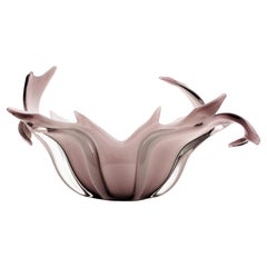 Murano Italian Modernist Purple White Glass Centerpiece Vase