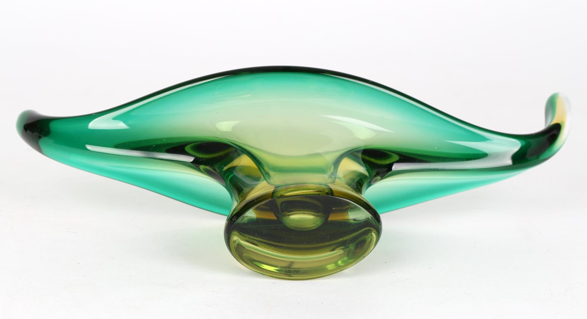 Murano Italian Sommerso Art Glass Gondola Form Bowl 3
