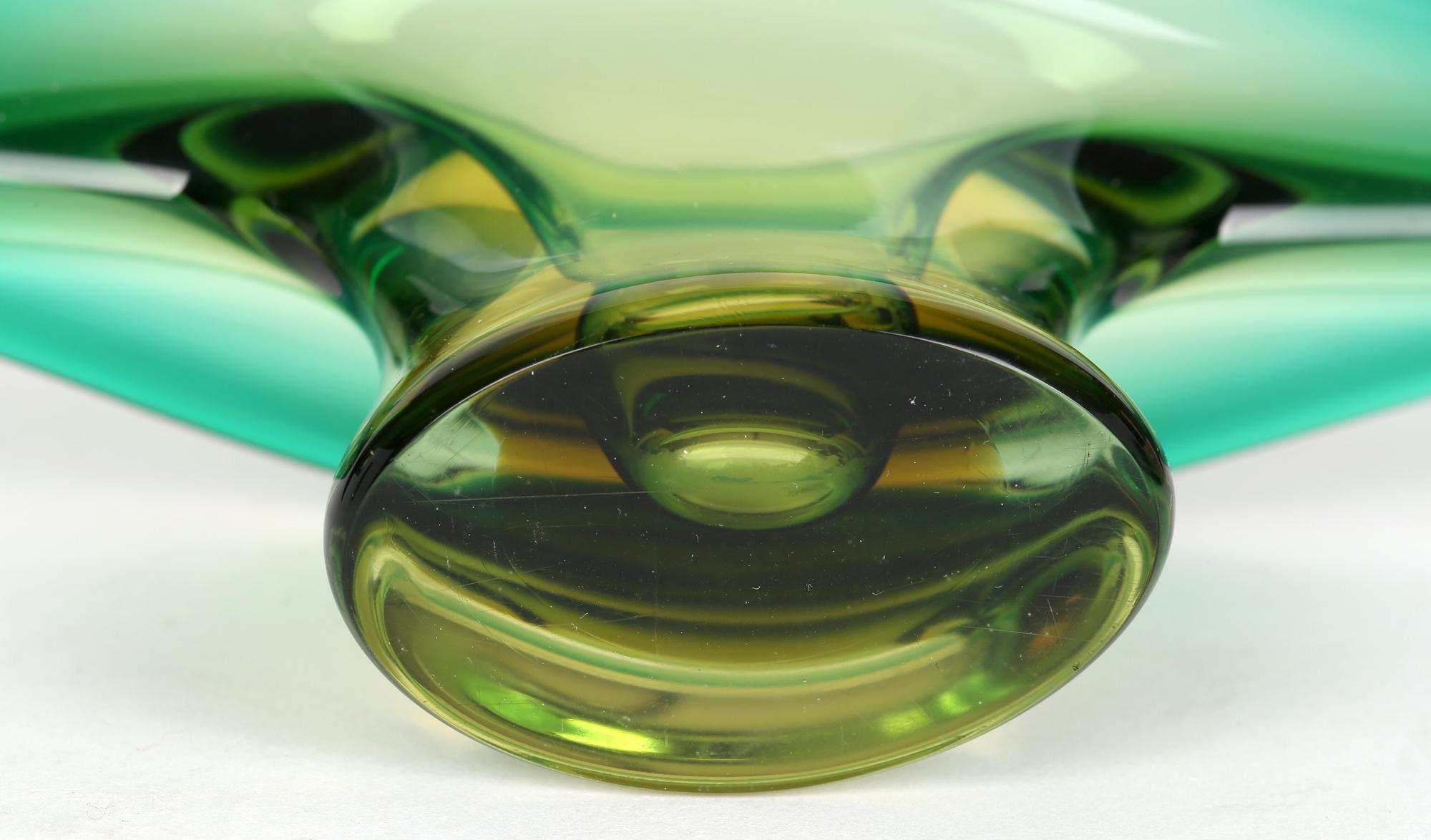 Murano Italian Sommerso Art Glass Gondola Form Bowl 5