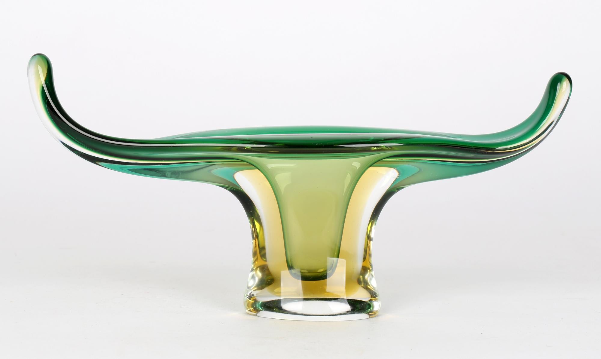 Murano Italian Sommerso Art Glass Gondola Form Bowl 6