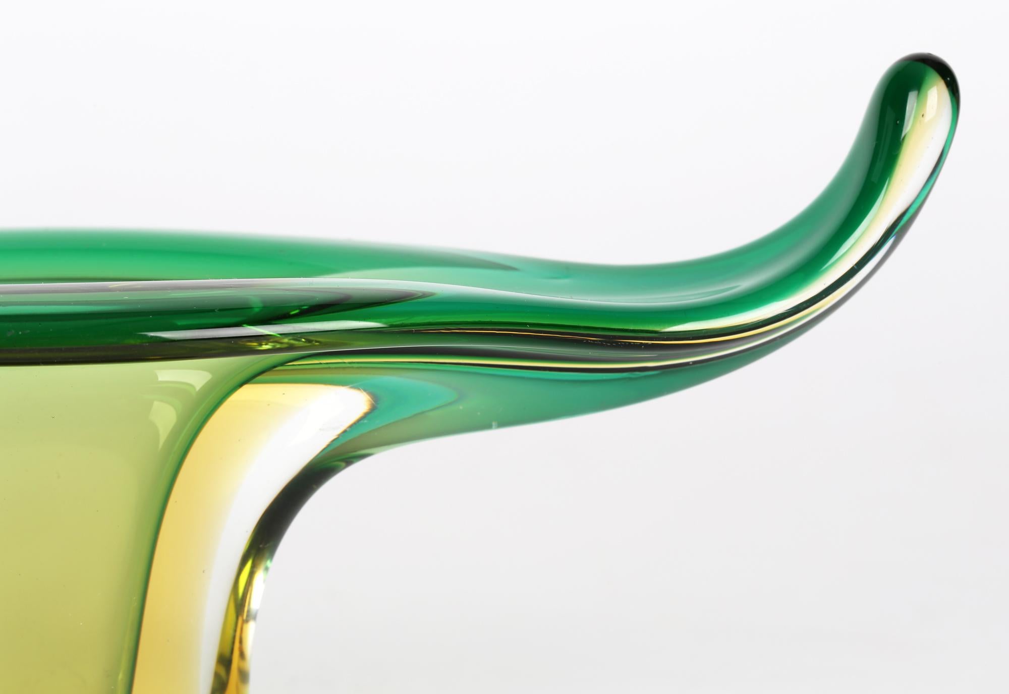 Mid-Century Modern Murano Italian Sommerso Art Glass Gondola Form Bowl