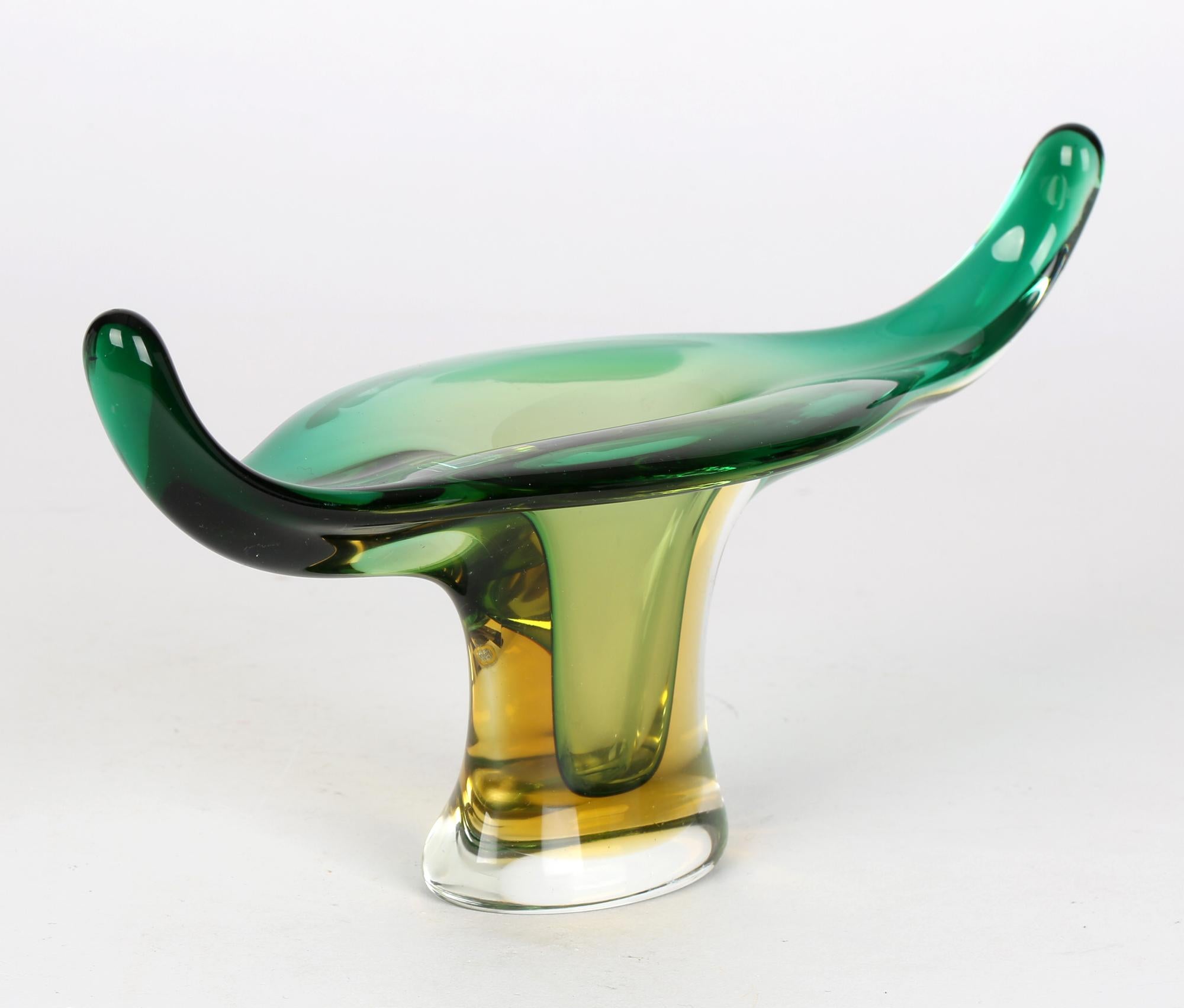 Blown Glass Murano Italian Sommerso Art Glass Gondola Form Bowl
