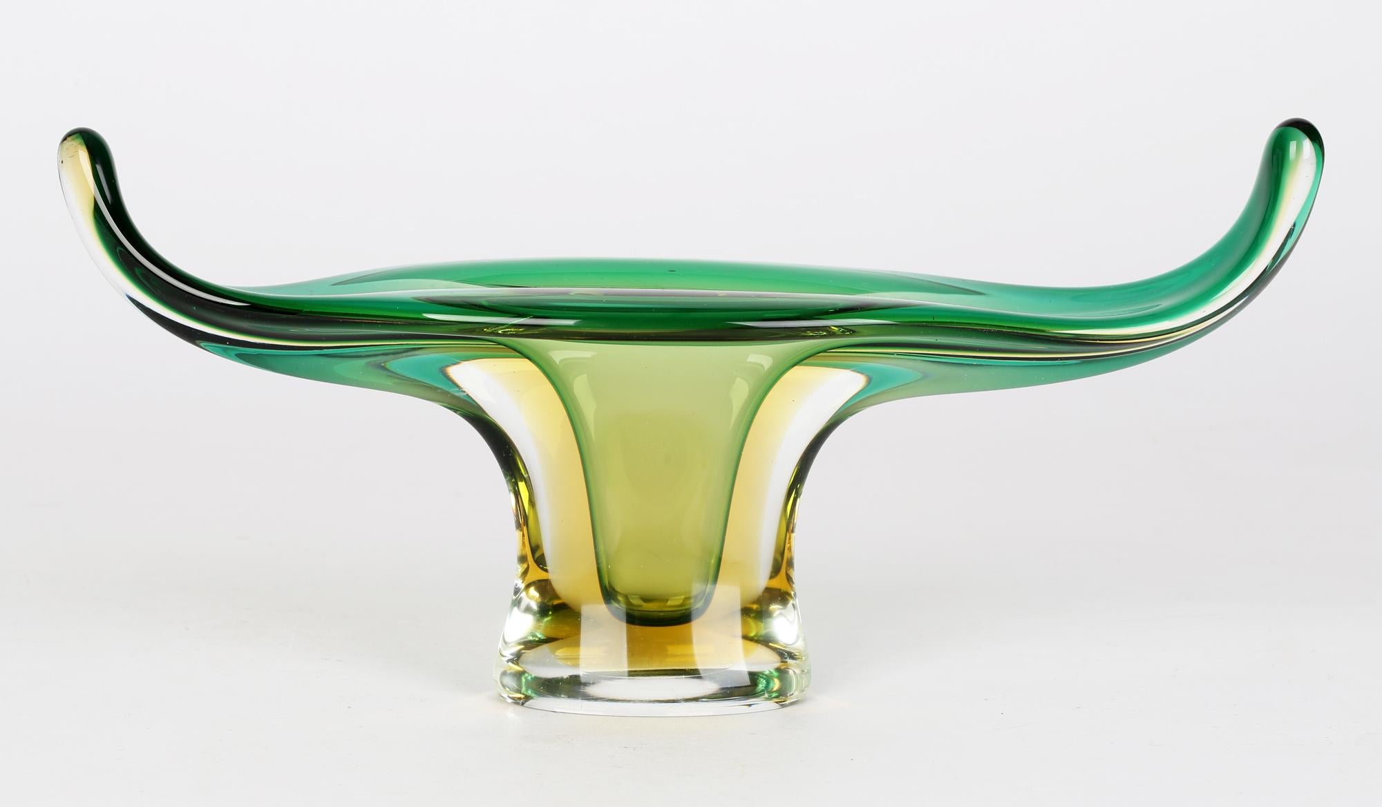 Murano Italian Sommerso Art Glass Gondola Form Bowl 2