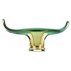 Vintage Murano Italian Sommerso Art Glass Gondola Form Bowl