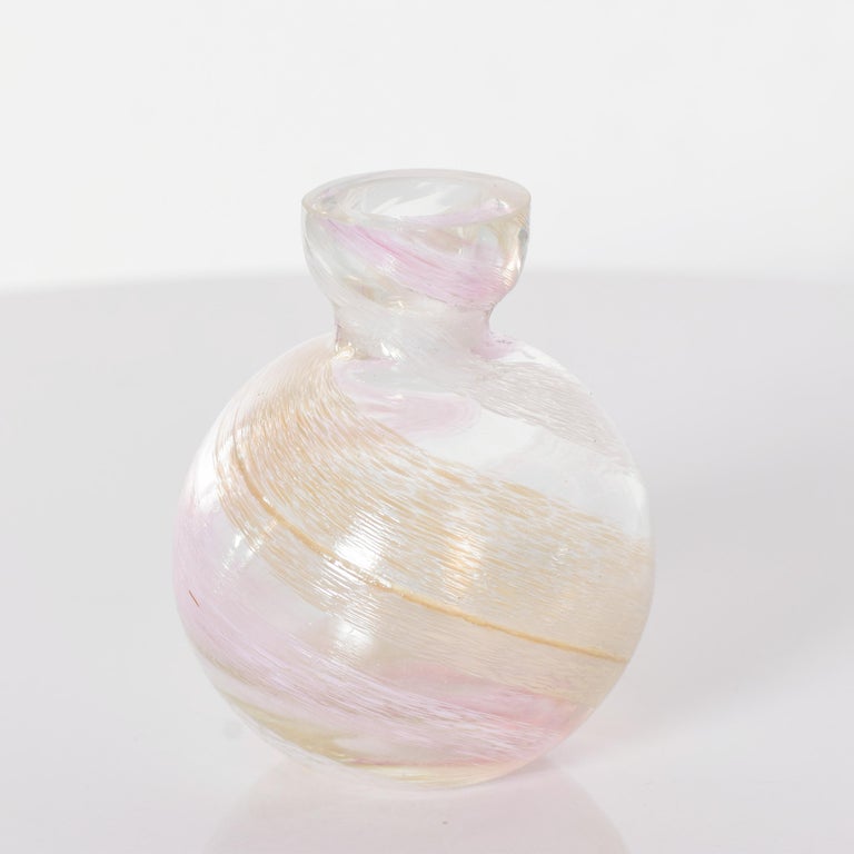 Mid-20th Century Murano Swirled Art Glass Bottle Delicate Venetian Pink Mid-Century Modern 1960s For Sale