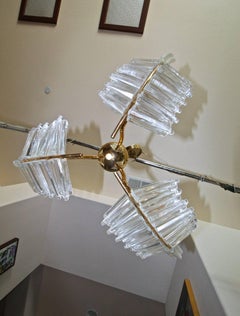 Murano Italian Triedi Crystal Palm Leaf Chandelier