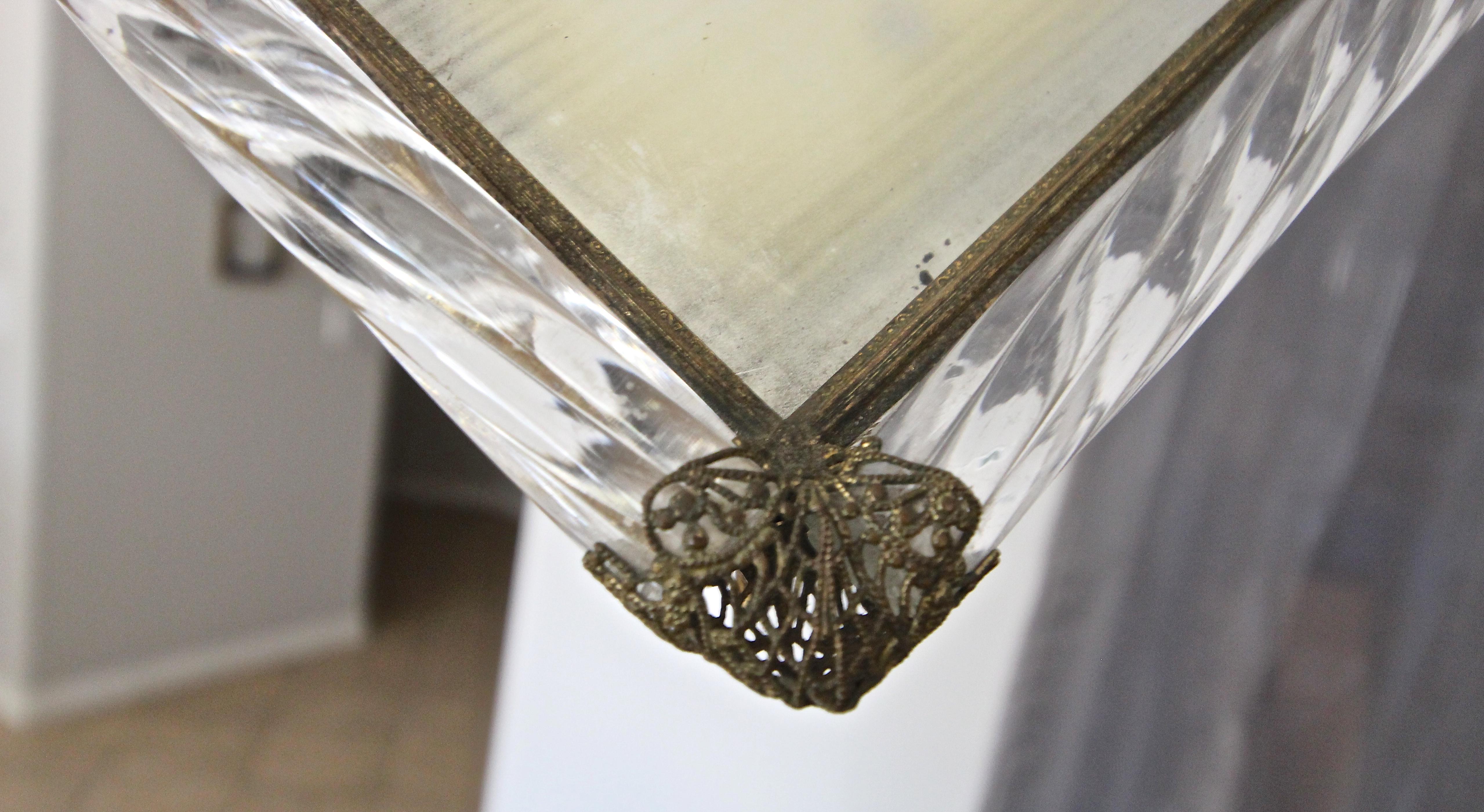 Murano Italian Twisted Rope Antiqued Mirror Glass Vanity Tray 6