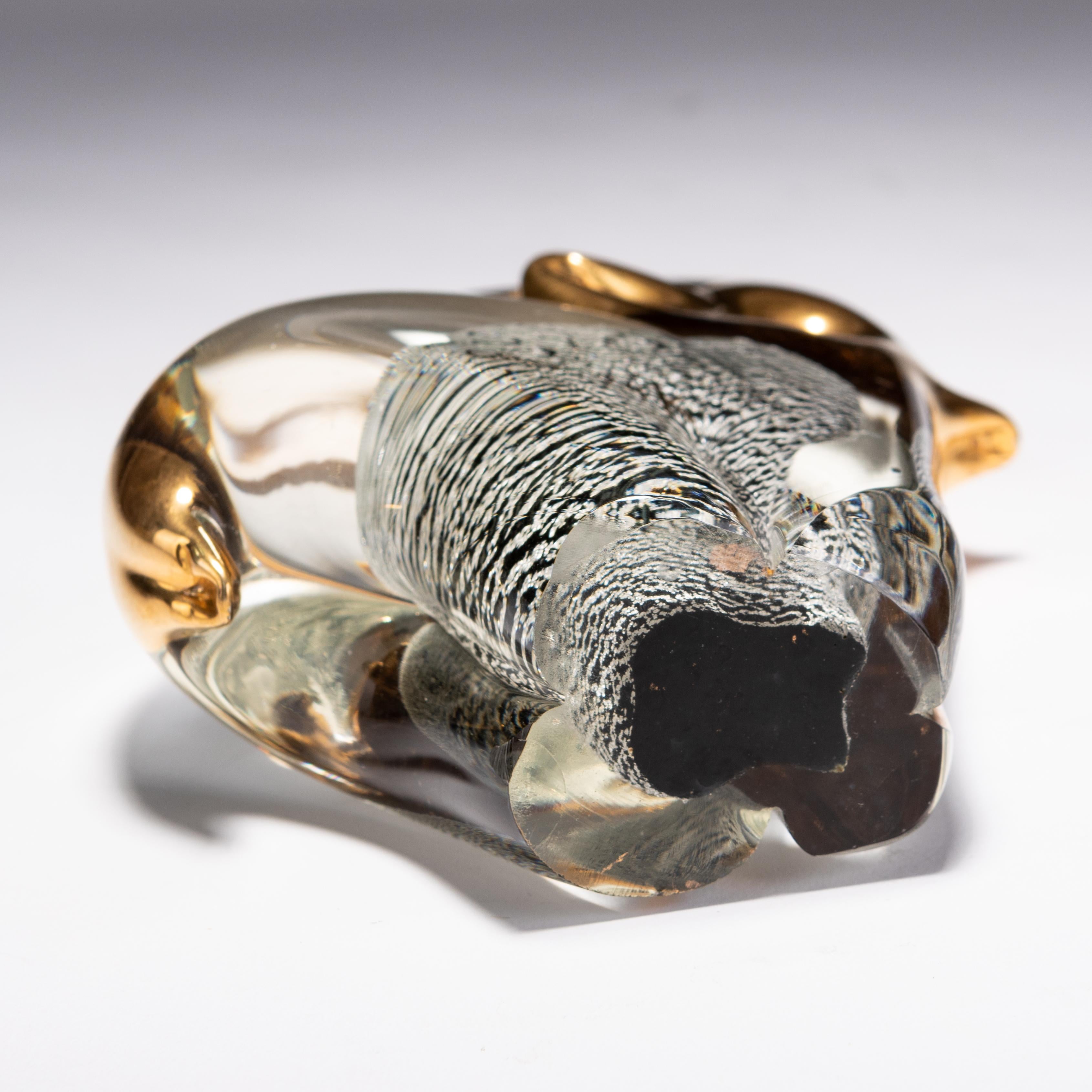 Blown Glass Murano Italian Venetian 24 KT Gold Glass Elephant Sculpture Desk Paperweight