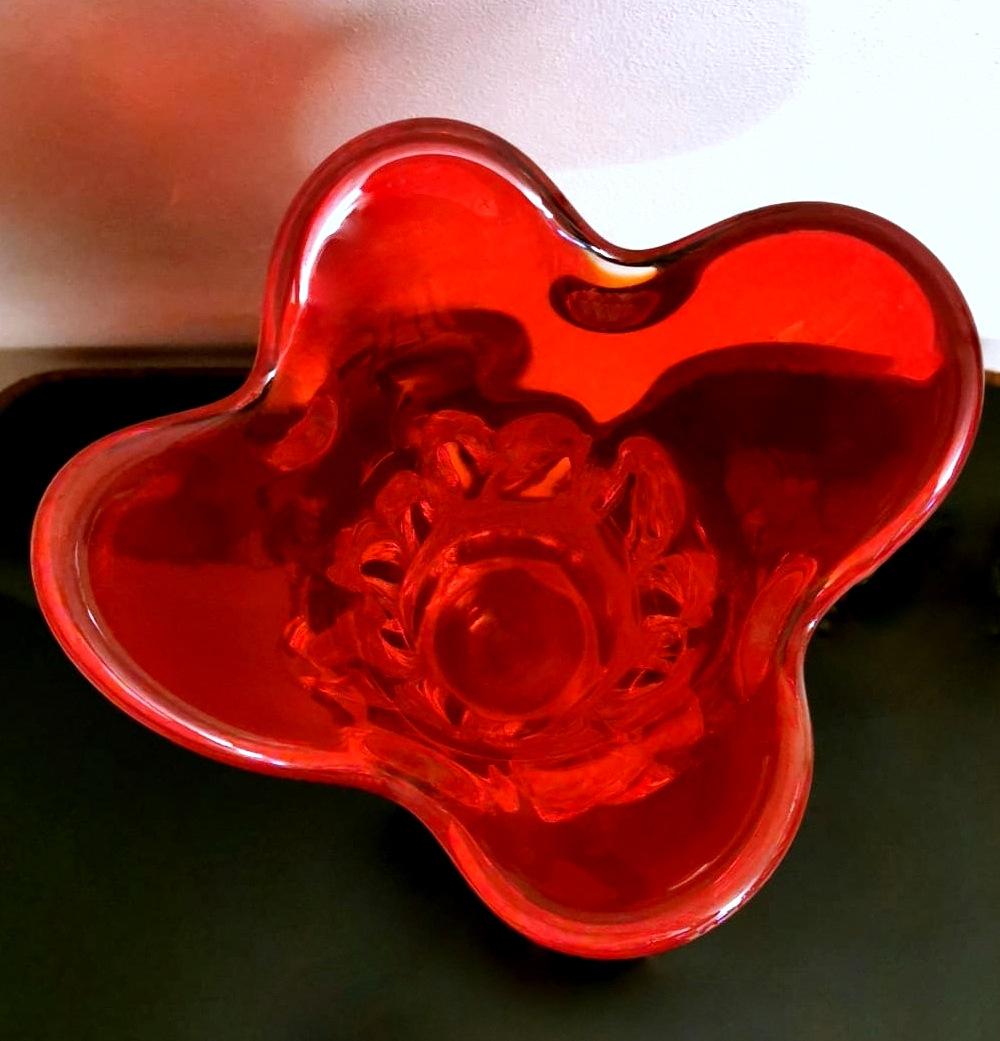 Murano Italian Vintage Vase Spike Model Ruby Red Hand Blown 4