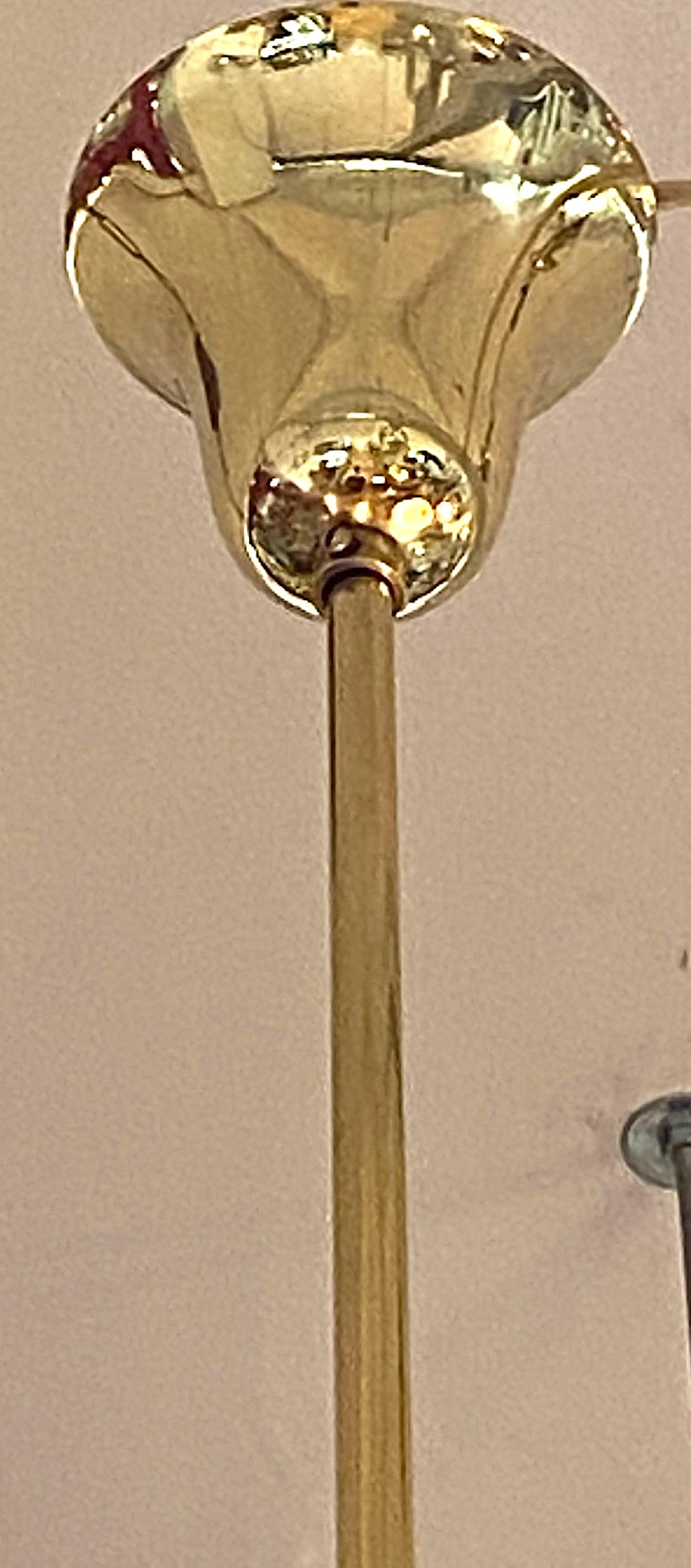 Murano, Italy 1950s Blown Stripe Glass Shade & Brass Lantern Pendant Light 9