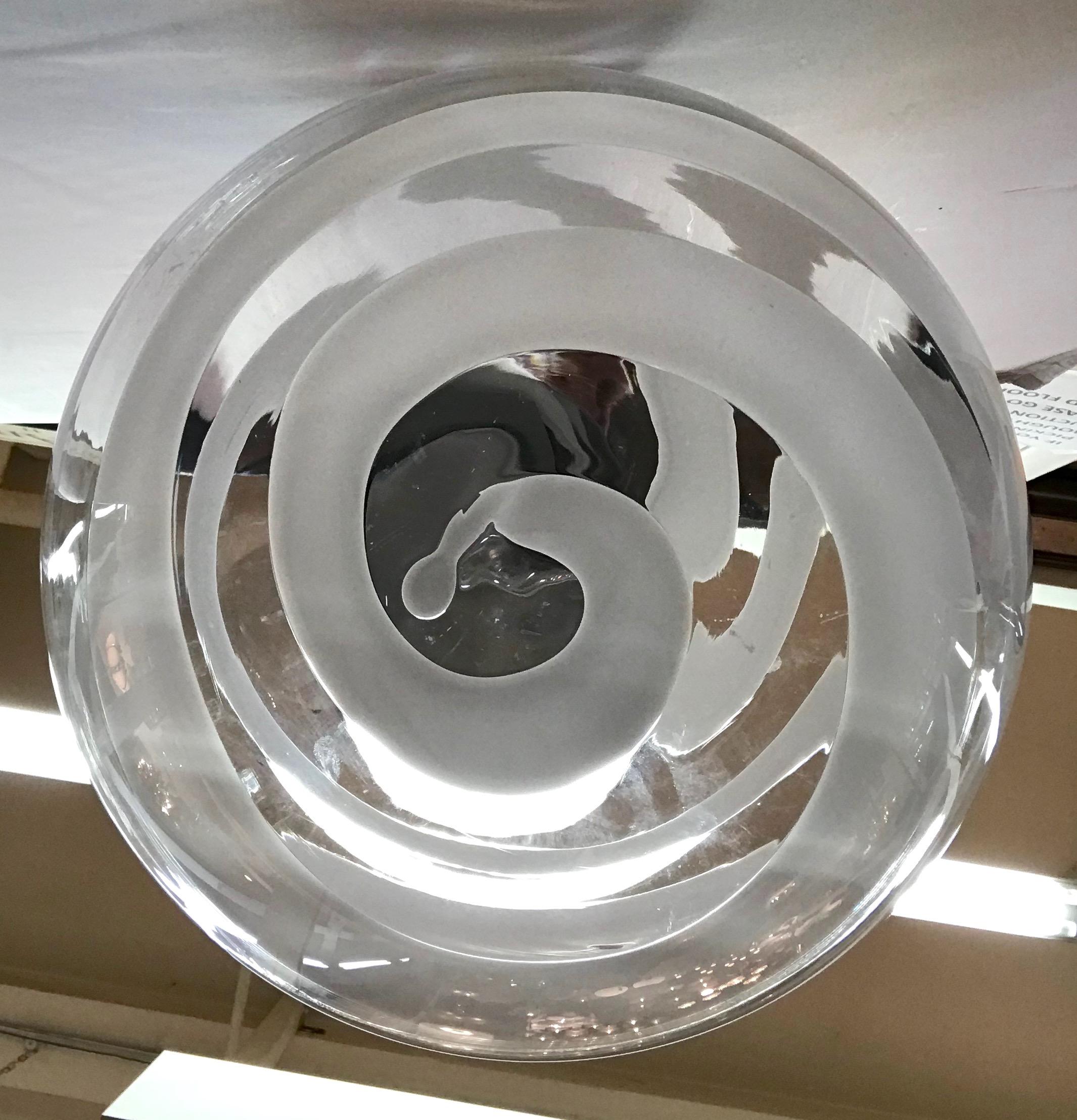 Murano, Italy 1970s Clear and White Stripe Globe Fixture In Good Condition In New York, NY