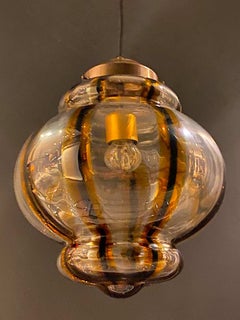 Murano Italy 1970s Hand Blown Glass Shade Pendant Light