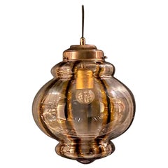 Murano Italy 1970s Hand Blown Glass Shade Pendant Light