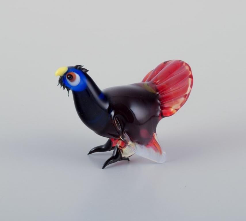 Murano, Italy. A collection of four miniature glass bird figurines. In Excellent Condition For Sale In Copenhagen, DK
