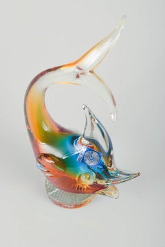 Murano, Italy. Art glass sculpture in the form of leaping fish. 1960s/70s