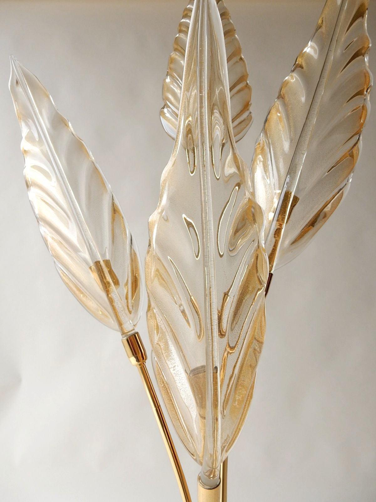 20th Century Murano Italy Art Glass Taro Leaf Floor Lamp