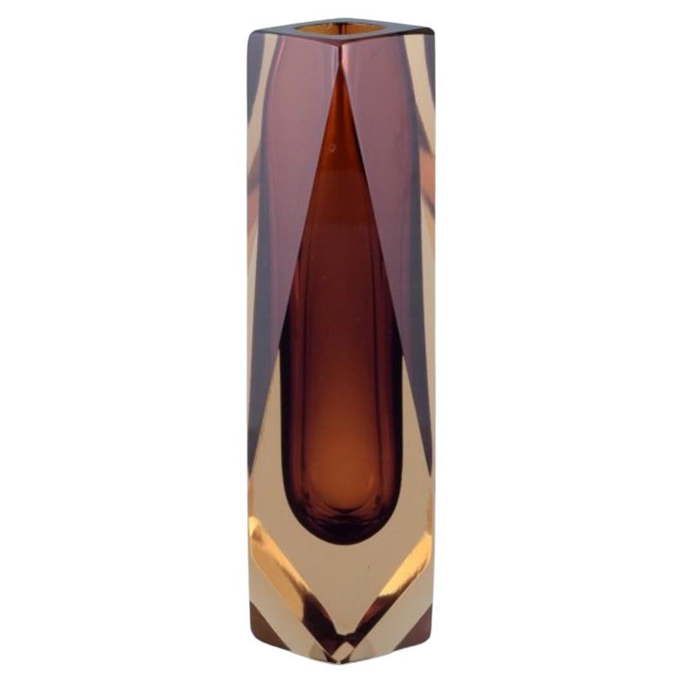 Murano, Italy. Art glass vase in faceted smoky glass. Approx. 1960s/70s For Sale