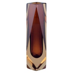 Murano, Italy. Art glass vase in faceted smoky glass. Approx. 1960s/70s