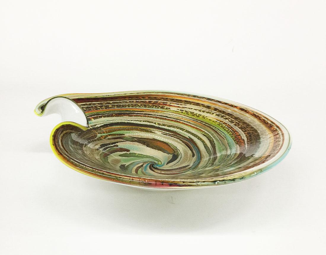 20th Century Murano Italy Avem Tutti Frutti Zanfirico Latticino Art Glass Bowl, 1950s For Sale