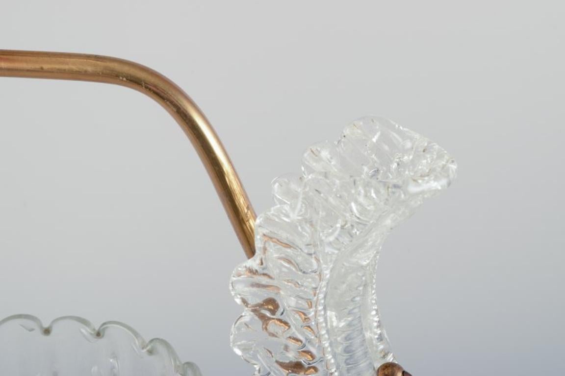 Murano, Italie. Plafonnier en verre d'art dépoli et laiton. Style Art Déco Excellent état - En vente à København, Copenhagen