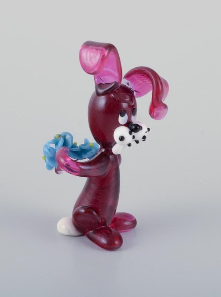 Italian Murano, Italy. Collection of five miniature glass animal figurines. For Sale