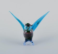 Murano, Italy. Collection of three miniature glass figurines of owls.