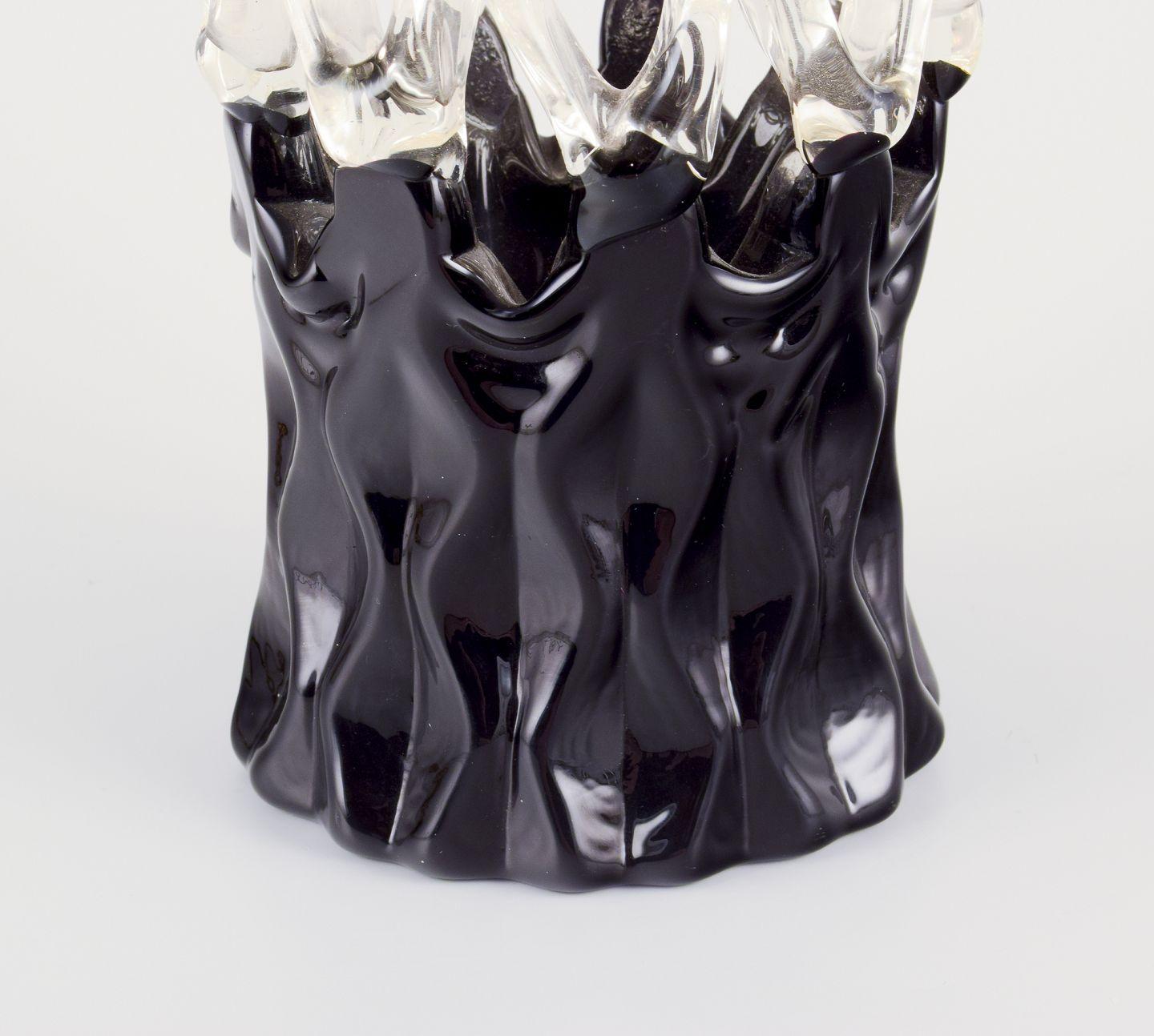 Italian Murano, Italy. Exclusive Murano art glass vase with a refined lattice design. For Sale