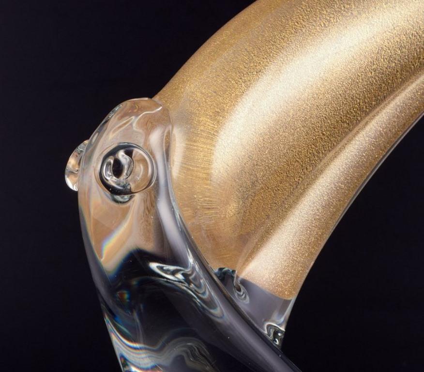 Italian Murano, Italy. Large art glass sculpture of a toucan in clear glass.
