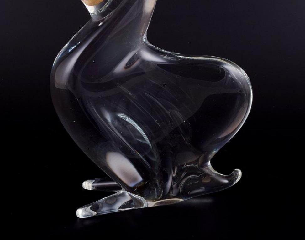 Late 20th Century Murano, Italy. Large art glass sculpture of a toucan in clear glass.