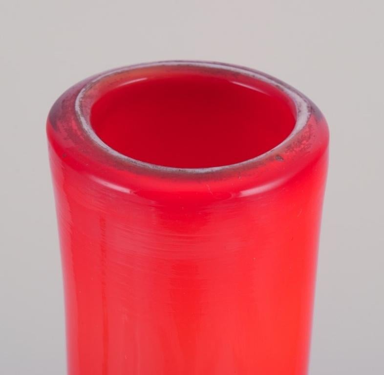Art Glass Murano, Italy. Large art glass vase with a slender neck in orange glass. For Sale
