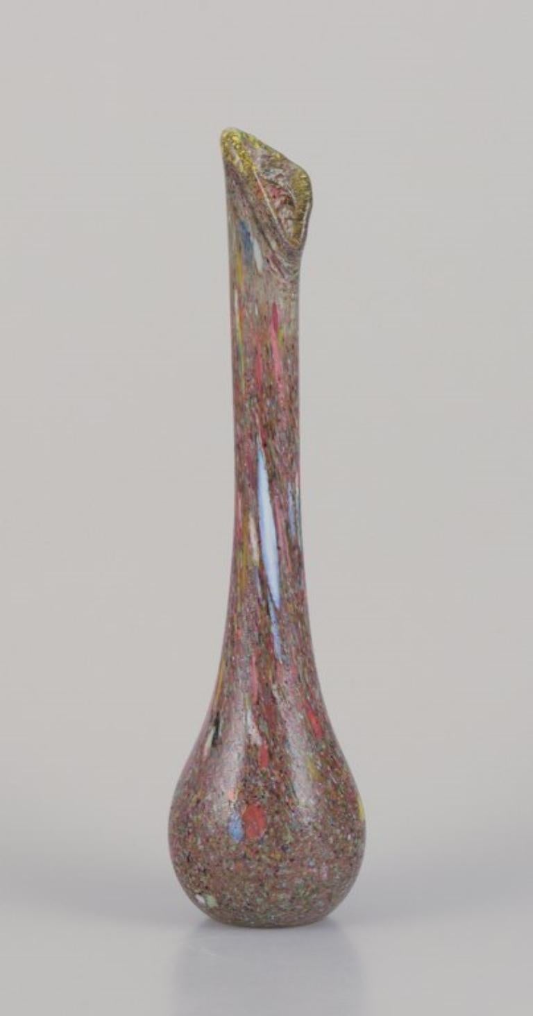 Murano, Italy. Large slender-necked millefiori art glass vase.
1960s/70s.
Perfect condition.
Dimensions: H 34.5 cm x D 8.0 cm.